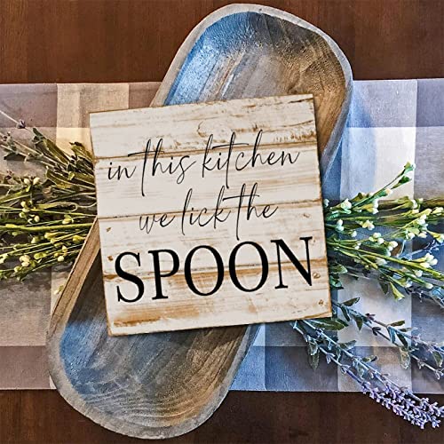 Placa de madera "In This We Lick The Spoon" para decoración de pared en pasillo y hogar 6
