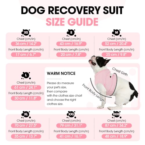 Image of BRKURLEG Dog Chest Recovery Suit After Surgery, Pink XL