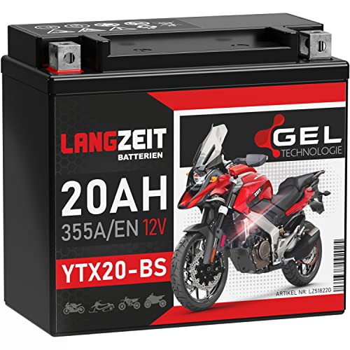LANGZEIT YTX20-BS batteria moto 12V 20Ah 355A/EN GEL scooter 51822 CTX20-BS GTX20-BS