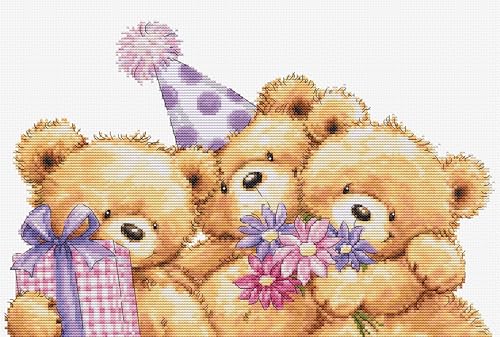 Point de croix Luca-S Ours de fête pour un moment détente salon broderie