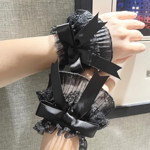 AUOCATTAIL Bow Lace Gloves Hand Sleeve Women Elastic Bracelet wrist Cuff Cosplay Wedding Party Masquerade4