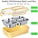 Stainless Steel Lunch Box for Kids & Adults - 25 oz - Leakproof 3 Compartment Metal Lunch Container - 18/8 Stainless Steel Bento Box - Ideal for School, Office & Outdoor - Dishwasher Safe (Yellow)