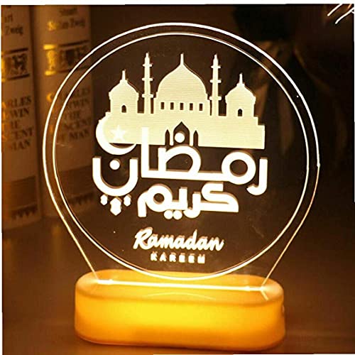 Sanfiyya Led Night Light Ramadan Mubarak decoratieve verlichting Eid Houten Moon Castle Opknoping Lamp tafelblad Ornamenten - Afbeelding 7