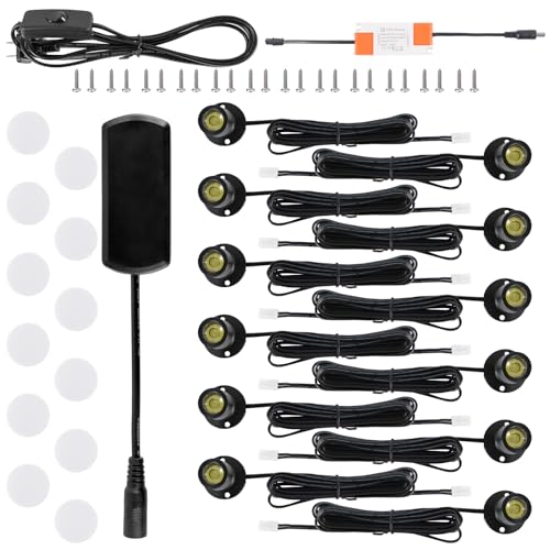 Image of 12pcs Warm White Mini LED Spot Lights, 3000K Under Cabinet Lights, Mini Spotlights Display Light for Painting Picture Plants Jewelry Showcase Model Display Shelves ,Pushbutton Switches,U.S. Plugs