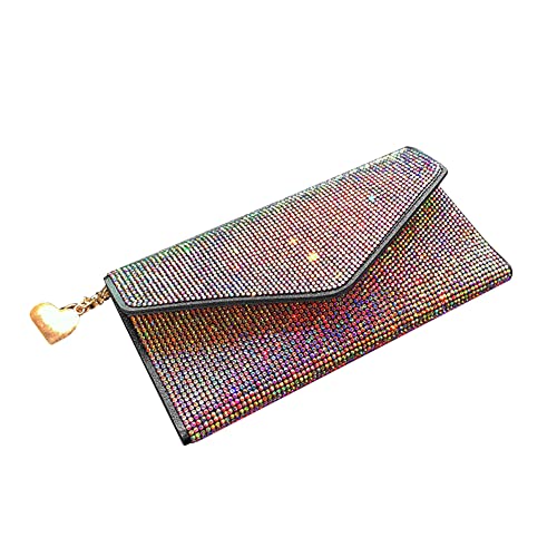 Portefeuille Femme Longue, Wooauto Portefeuille Porte-Cartes Multifonctionnel Porte-Cartes Porte-Monnaie Bling Bling Strass Étui pour Carte de Crédit - pour 10 Cartes pour Carte de Crédit Cover