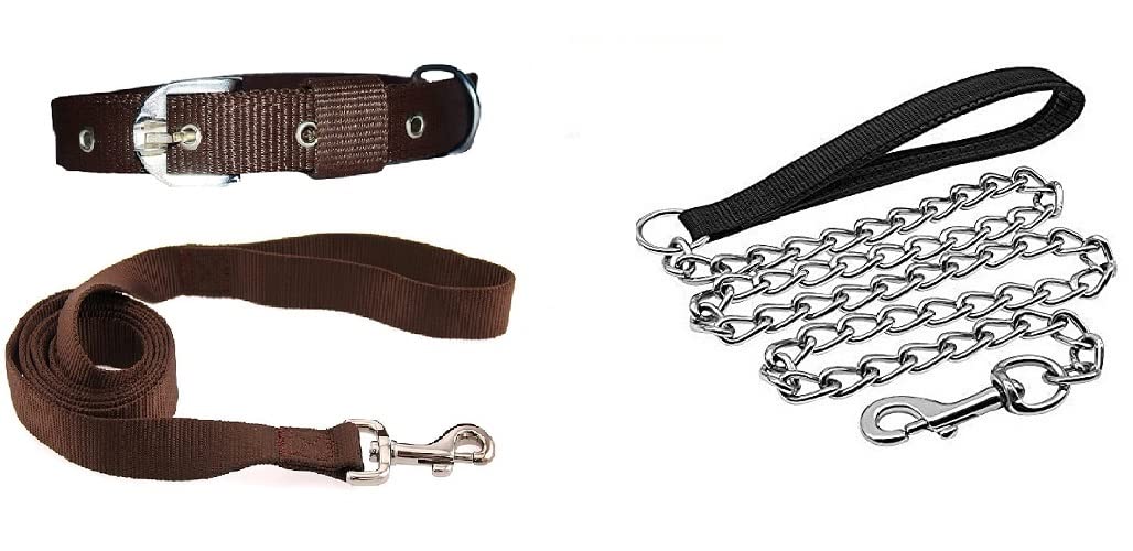 SENAPATI Belt Coller With Chrome Plated Strong Handle Chain For Medium Size Dogs (Brown),?152.4 cm (B0B6SRMKBX) Amazon Price History, Amazon Price Tracker
