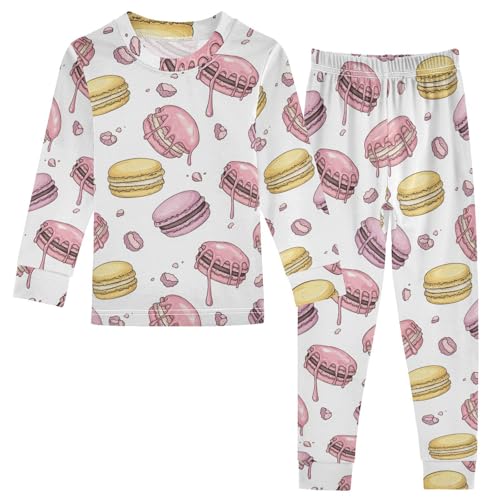 Pajama Sets Long Sleeve Pink Macaroon Drips Soft Comfy Sleepwear 2 Piece PJS 3-8T