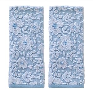 SKL Home Floral Jacquard Hand Towel Set, Sky Blue, 2 Count SKL Home Floral Jacquard Hand Towel Set Sky Blue 2 Count