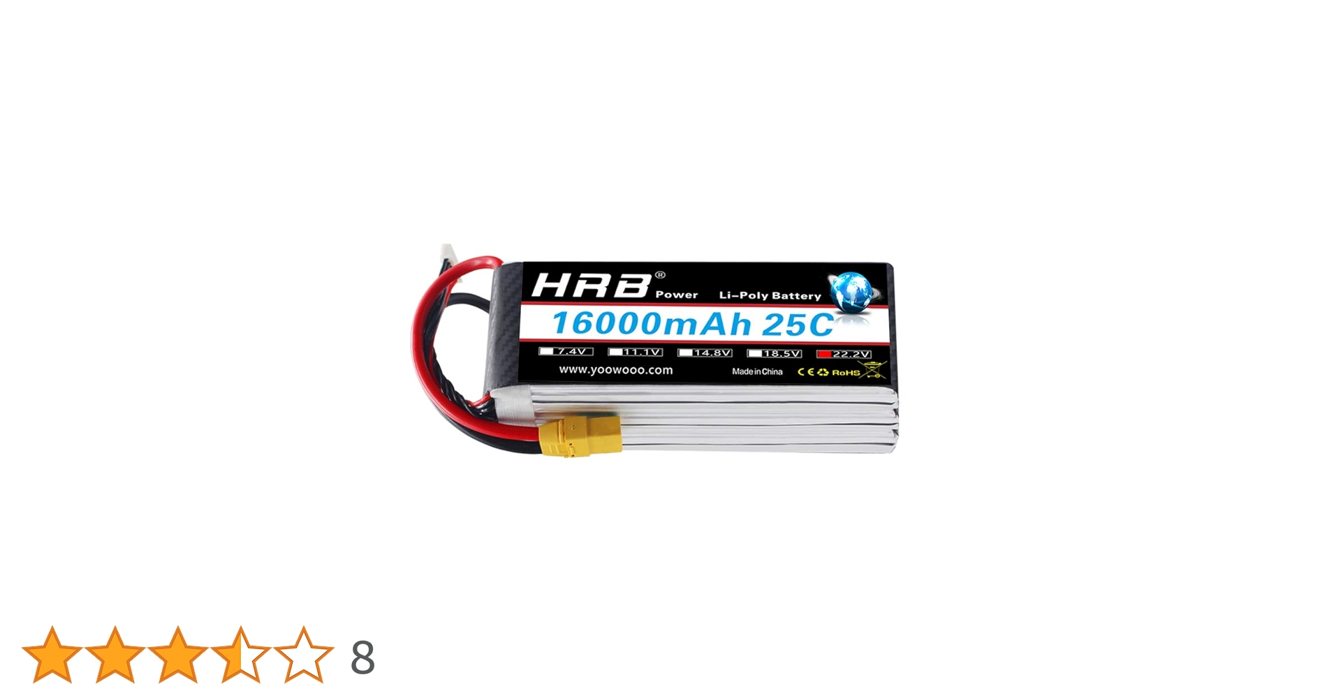 Amazon | HRB Lipoバッテリーパック16000mAh 22.2V 25C 6s with
