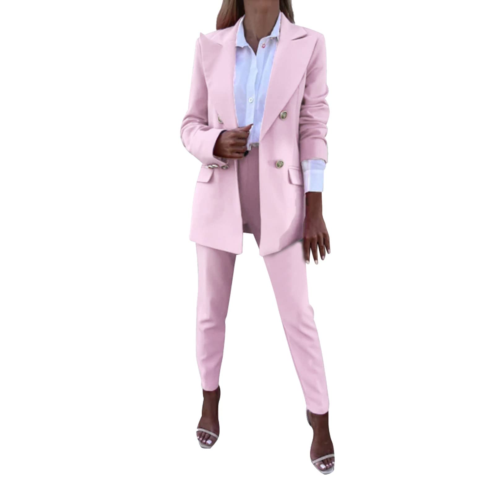 Ladies Jackets High Button Suit Jacket Women's Casual Solid Long