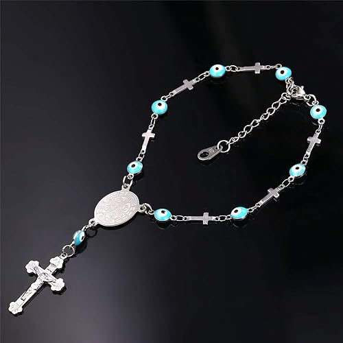 Miniatura 2 de U7 Christian Bracelets Stainless Steel 18K Gold Plated Cross Bracelet, Saint Bendict Bracelet, Rosary Bracelets for Men Women