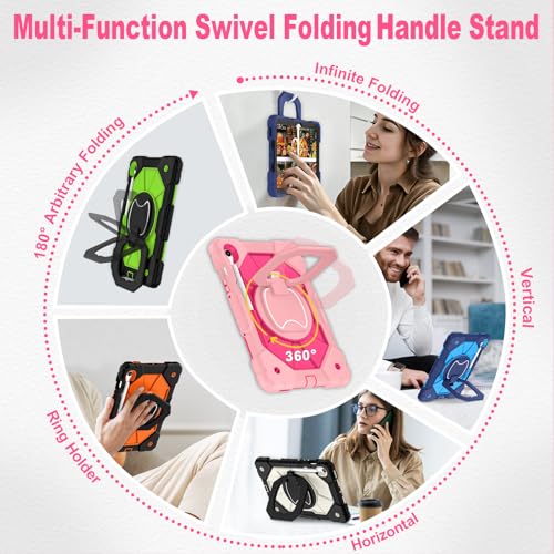 Image of WESOROL Case for Samsung Galaxy Tab S10 Lite /S10 FE /S9 FE 10.9 Inch Galaxy Tab S9 11 Inch,Shockproof Cover for Samsung S9 FE Tablet Case with Screen Protector Rotate Stand Pen Holder,Rose Gold Pink