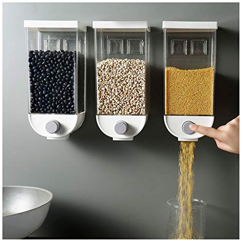 Fine Wall-Mounted Cereal Dispenser, Kitchen Food Storage, Single Dry Food Snack Grain Canister