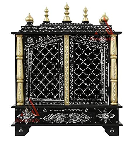 Templo Puja de madera tallada Aakrati Devyom un altar artesanal elegante para salón