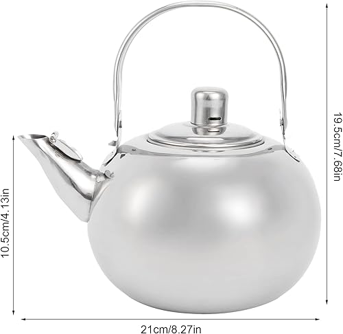 Miniatura 6 de Tetera, hervidor de agua de acero inoxidable 304, estufa superior tetera de fondo plano con filtro y tapa para preparar hojas sueltas y bolsas de