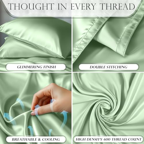 Image of DECOLURE Satin Sheets Twin Size | Softer Than Silk | Luxury 3 Pc Bed Set