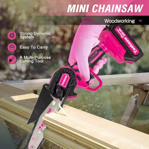 Pink Mini Chainsaw Cordless 6 Inch
