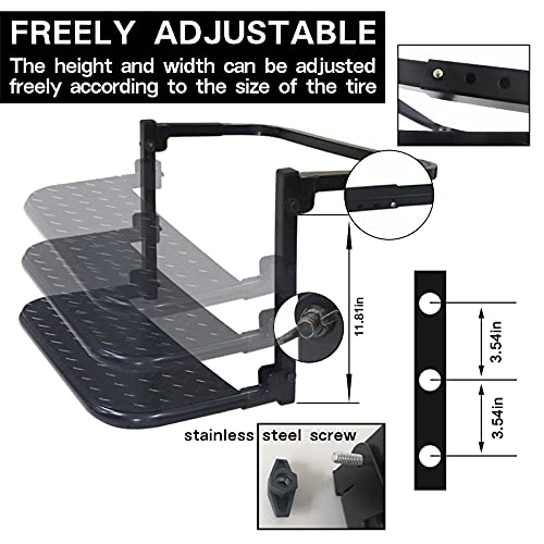 Jamgoer Folding Heavy Duty Tire Steps Load Capacity Max 300Lbs And Universal Portable Tire Width Adjustable Height Max 9.05"-11.02" For Pickup Suv Big Truck Tire #TOP2