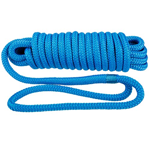 Amarine Made Double Braided Nylon Dock Lines 4840 Lbs Breaking Strength (L:20 Ft. D:1/2 Inch Eyelet: 12 Inch) Marine Mooring Rope Boat Dock Lines Working Load Limit:968 Lbs #TOP6