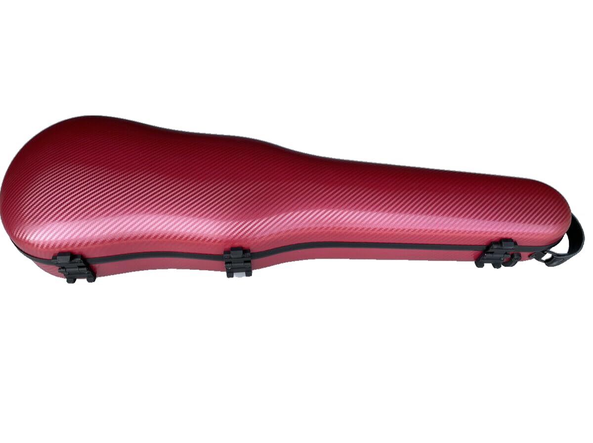 WUQIMUSC Violin Case hard shell 4/4 Lightweight Carbon fiber Anti-Scratch Shaped Flight case with Backstraps,Built-in Hygrometer(red)
