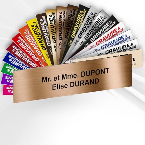 Plaque Boîte aux Lettres Personnalisable De 1 À 3 Lignes – Nom Gravé – Adhésive PVC – 10 x 2,5 cm (Or Antique Métallisé)