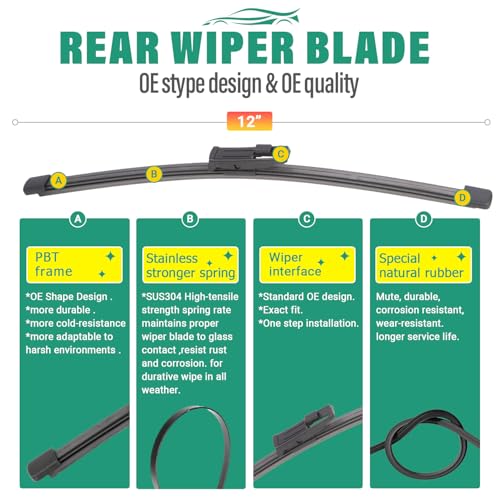 Image of 28 inch 18 inch 12 inch Windshield Wiper Blades Replacement for VW ID.4 2021 2022 2023 2024 2025 Volkswagen ID4 ID 4 Premium All Weather Front Rear Wipers Set - OEM Quality (Pack of 3)