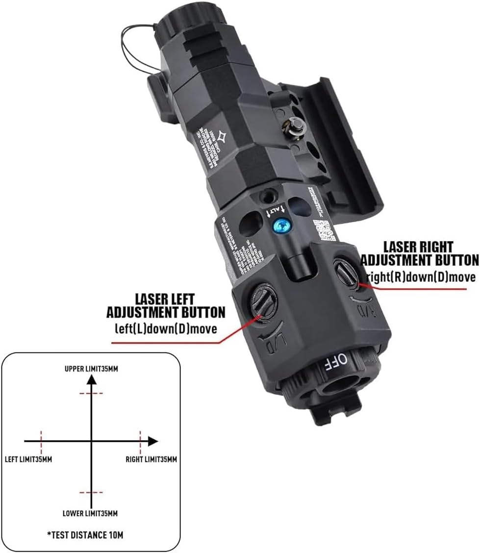 Metal MWL Red Indicator Powerful Laser Dot IR Indicator Sight Whitelight LED Flashlight + IR Fill Light with Tactical Dual Control Remote Pressure Buttons Switch(SF+2.5mm Plug) Combo，for 20mm Rail