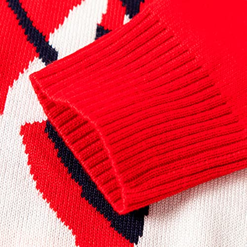 Toddler Boys Girls Christmas Sweater Long Sleeve Crewneck Knitted Pullover Snowman Print Stylish (Red, 6-7 Years)4