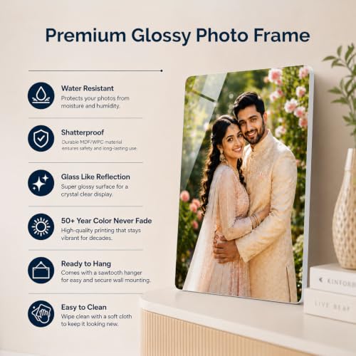 Image of Personalized Photo Frame for Wall | Custom Anniversary & Birthday Gift | HD Glossy, Waterproof 15mm MDF /WPC | A4, A3, Big Sizes (20x14 Landscape)