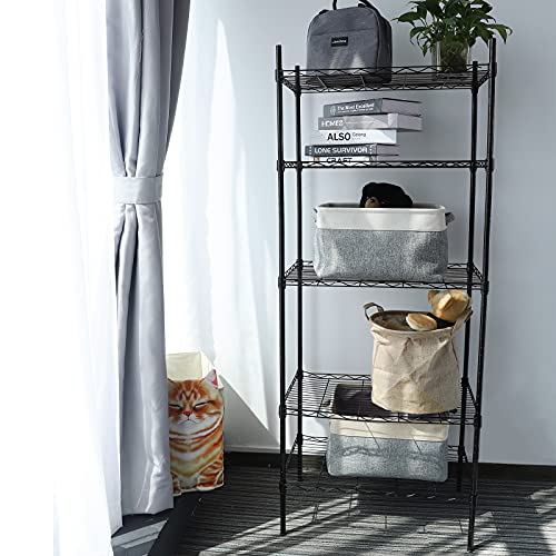 5-Shelf Adjustable Wire Shelving Unit, Pantry Shelves Metal Storage Racks Utility Racks, Height Household Type Heavy Duty Storage Shelving For Kitchen, Bedroom, Bathroom And Garage, Black (5-Tier) #TOP1