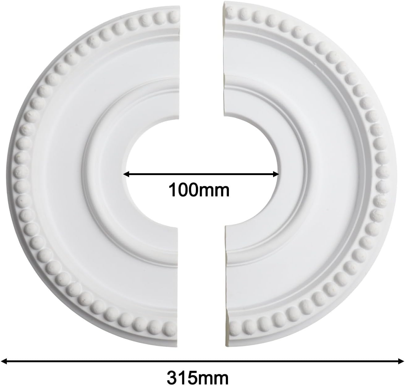 Ceiling Fan Light Fixture Cover Plate Round Split Medallion PU White 315Mm Outer 100Mm Inner Diameter Vintage Minimalist Design Easy Install