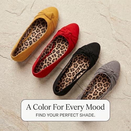 Image of Epic Step Ballet Flats for Women, Comfortable Slip on Faux Suede Round Toe, Ballerina Dressy Flat Shoes