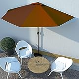 Mit Lüftung und Kurbelsystem VIENDADPOW Garten Balkon Balkon-Sonnenschirm Alu-Mast Terrakotta 300x150x253cm Halbrund