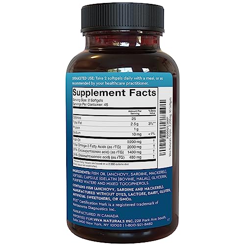 Viva Naturals Epa Dha Omega 3 Supplement, Triple-Strength Wild Caught Fish Oil Pills, Supports Heart And Brain Health, 2000 Mg Omega 3 Fatty Acids Per Serving Including Epa And Dha, 90 Softgels #TOP7