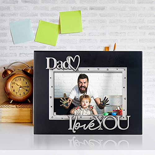 Lasody "Dad I Love You Expressions Sentiment Picture Frame, 4X6 Inch, Black, Photo Gift For Papa, Grandpa, Family, Display On Tabletop, Desk #TOP4