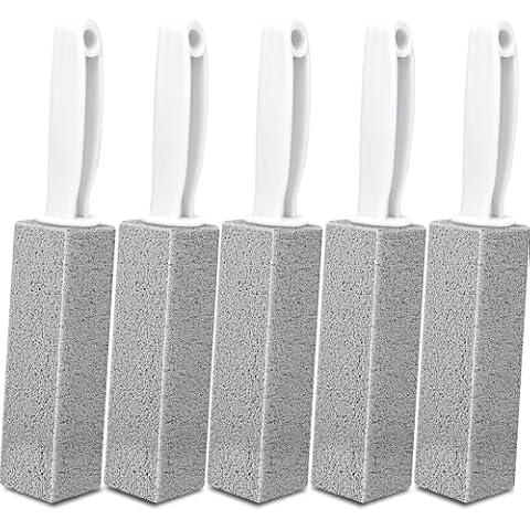 AZEN 5 Pack Pumice Stone for Cleaning, Pumie Scouring Stick with Handle, Pumice Stone Toilet Bowl Cleaner, Pumice Stone Hard Water Stain Remover for Toilet, Bathroom, Kitchen Sink, Grill Cover