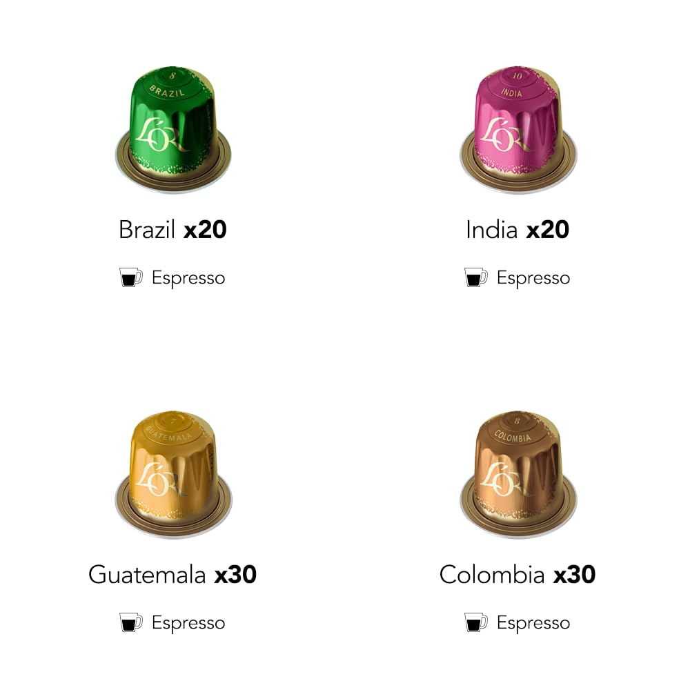L'Or Espresso Café - ASSORTIMENT de 100 capsules 4 ORIGINES compatibles Nespresso®* (lot de 10 x 10)