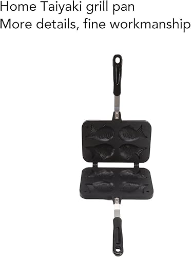 Miniatura 6 de Taiyaki - Máquina para hacer gofres con forma de pescado antiadherente para hornear doble con mango antiquemaduras, máquina japonesa de fabricación
