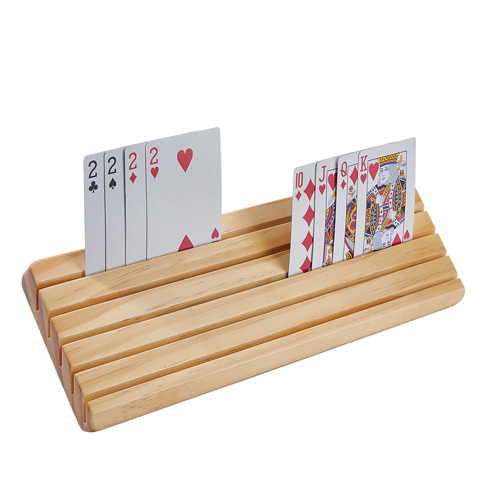 DICOSMETIC Wooden Card Holders for Playing Cards with Adjustable Stand Hands-Free Card Holder Playing Cards Deck Stand for Canasta Hand and Foot Bridge 30.5x12x8.5cm