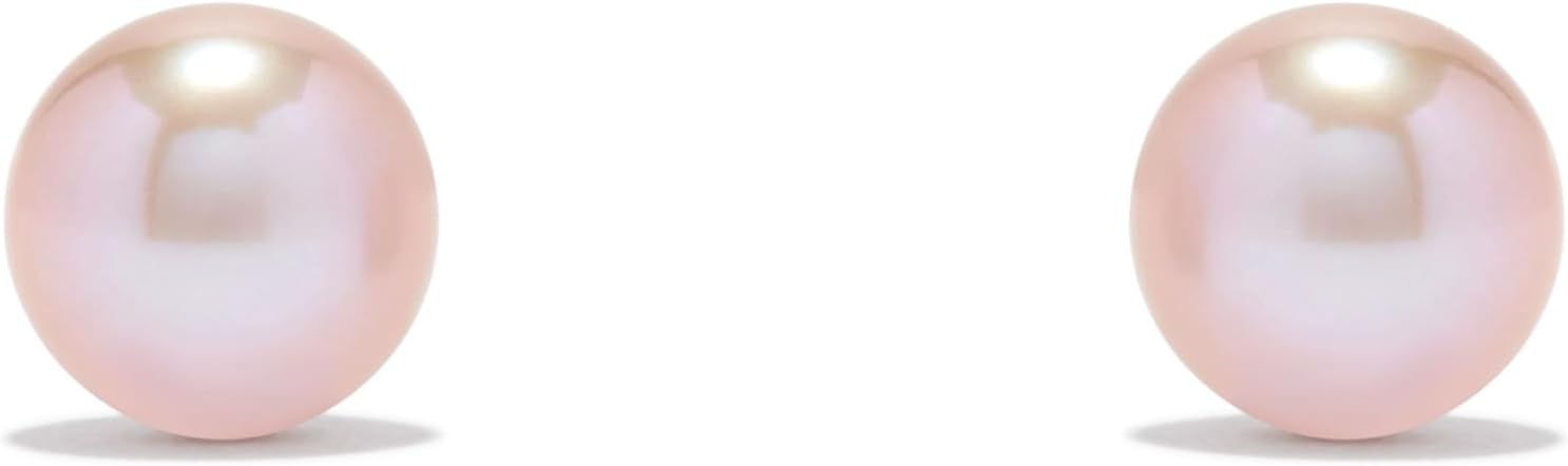 .925 Sterling Silver AAA Round Pink Freshwater Cultured Pearl Classic Stud Earrings - Choice of Pearl Size - Image 5