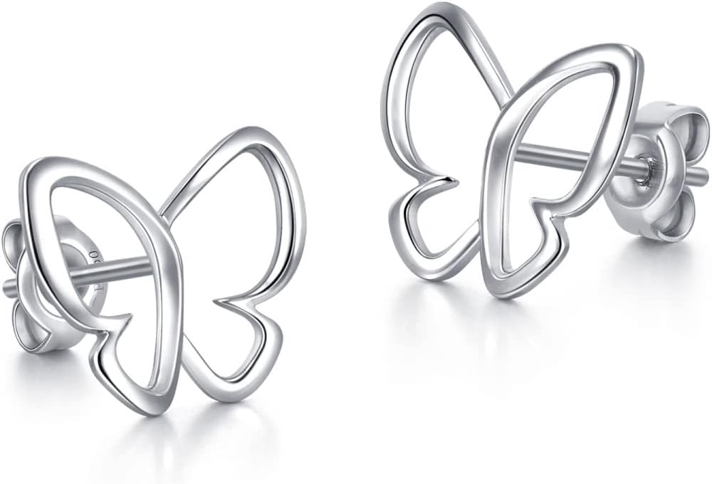 CHOW SANG SANG 950 Platinum Butterfly Stud Earring for Women 91917E