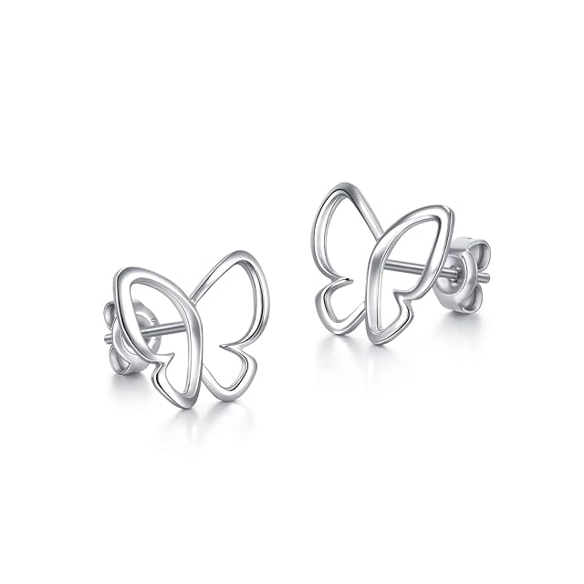 Chow Sang Sang CHOW SANG SANG 950 Platinum Butterfly Stud Earring for Women 91917E