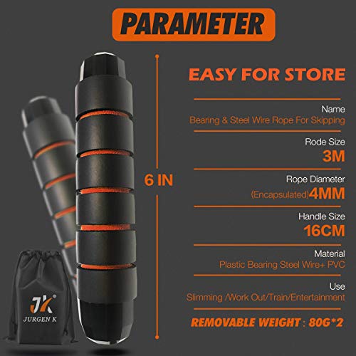 image for Jurgen K Jump Rope,Jump Ropes for Fitness,Weighted Jump Rope Workout f