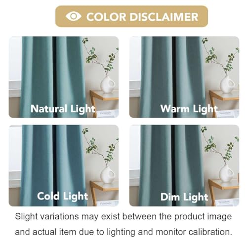 Image of H.VERSAILTEX 100% Blackout Curtains for Bedroom 108 Inches Long Grommet Linen Face Full Light Blocking Curtain Drapes for Living Room Thermal Insulated Linen Look Curtains 2 Panels Set, Teal Blue
