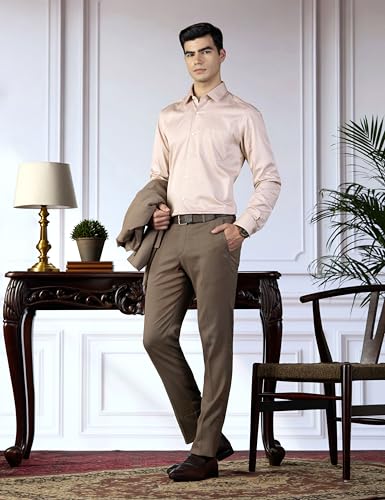 Image of Arrow Men Cotton Slim Fit Shirt (ARAEOSH1721 Lt. Brown, 42)