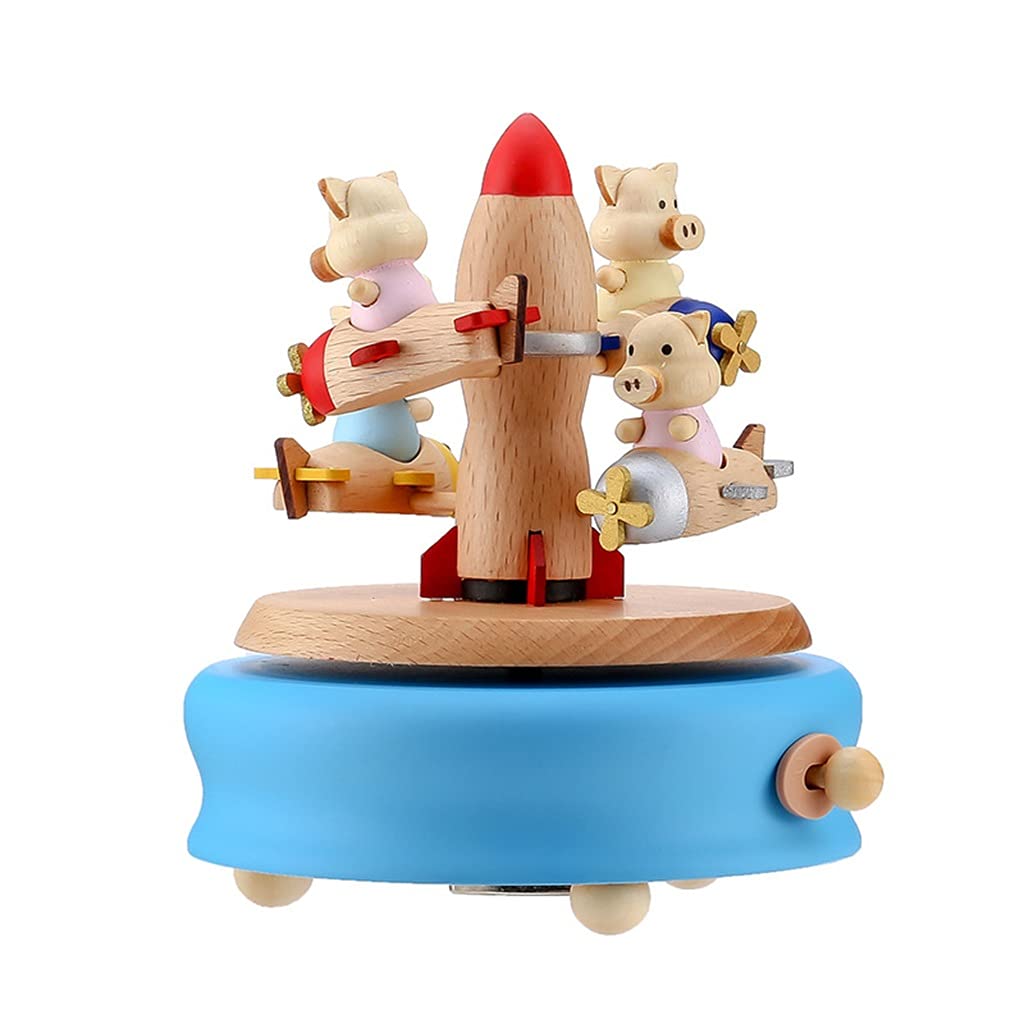 DKIUGL Rotating Music Box Sky City Woodworking Gifts Home Decoration Accessories