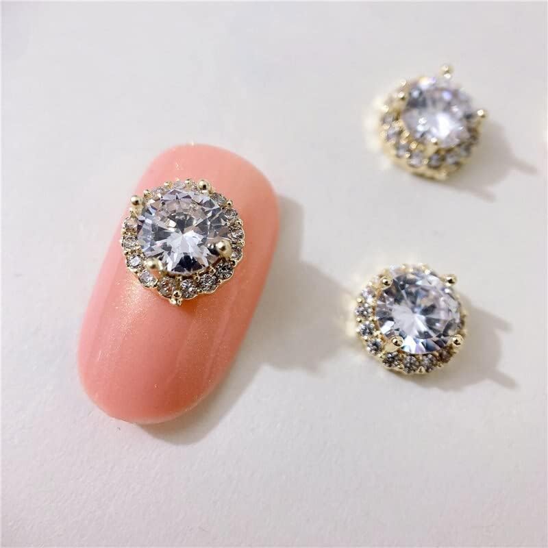 10pcs/lot Alloy Zircon Round Shape Nail Art Crystals Nail Jewelry Rhinestone Nails Accessories Supplies Nail Decorations Charms