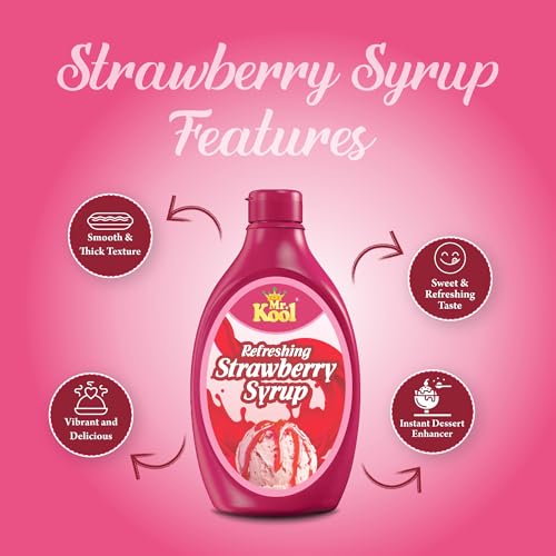 Image of Mr. Kool Strawberry Syrup 450g | Premium Strawberry Flavored Dessert & Milkshake Syrup | Ideal for Ice Cream, Pancakes, Waffles & Mocktails | Rich Taste & Aroma