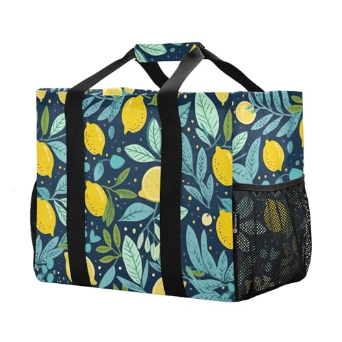 Lemons Leaves Foldable Travel Duffel Bag for Men Women Waterproof Weekender Overnight Carry On Tote Bag with Comfortable Handle Personal Item Travel Bag for Airplane Business Trips Sport Hospital