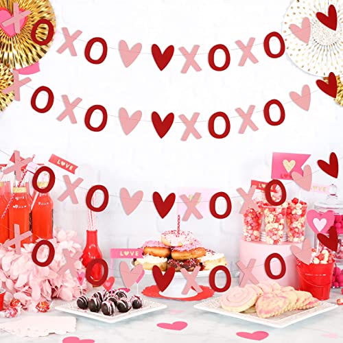 Image of Festiko4Pcs XOXO Heart Garland Red and Pink,Valentines Day Decorations,Valentine Decor,Heart Hanging Garland,Valentines Day Garland,Heart Decorations,Valentines Decor for Office Home Mantle Fireplace